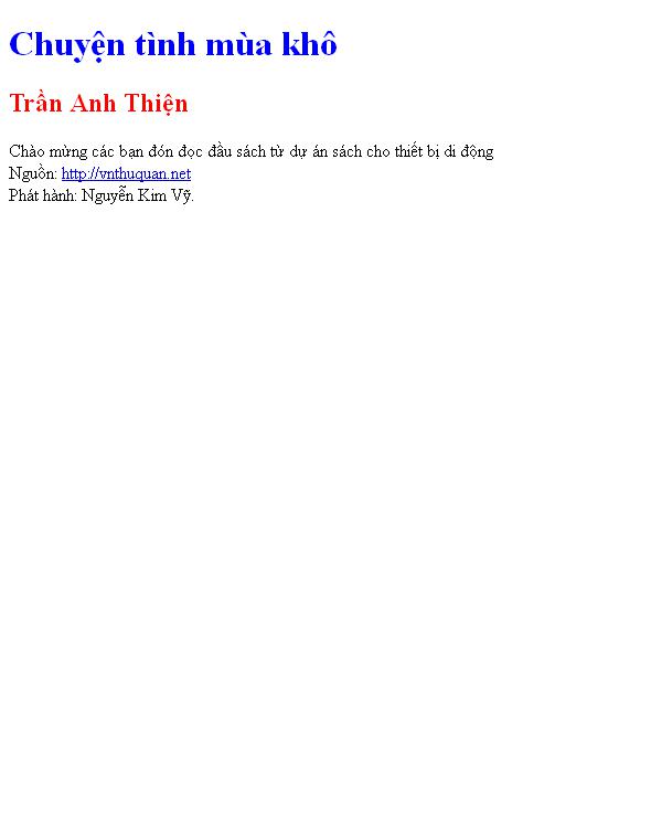 Bìa truyện Chuyện tình mùa khô