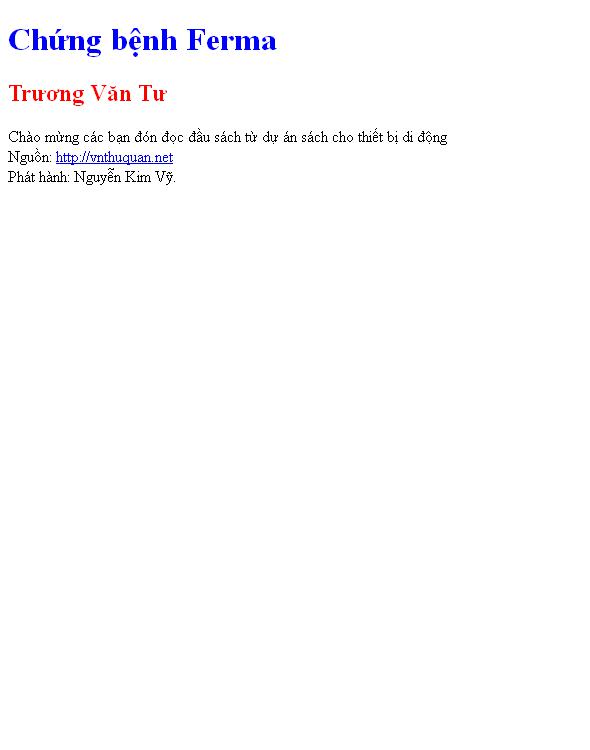 Bìa truyện Chứng bệnh Ferma