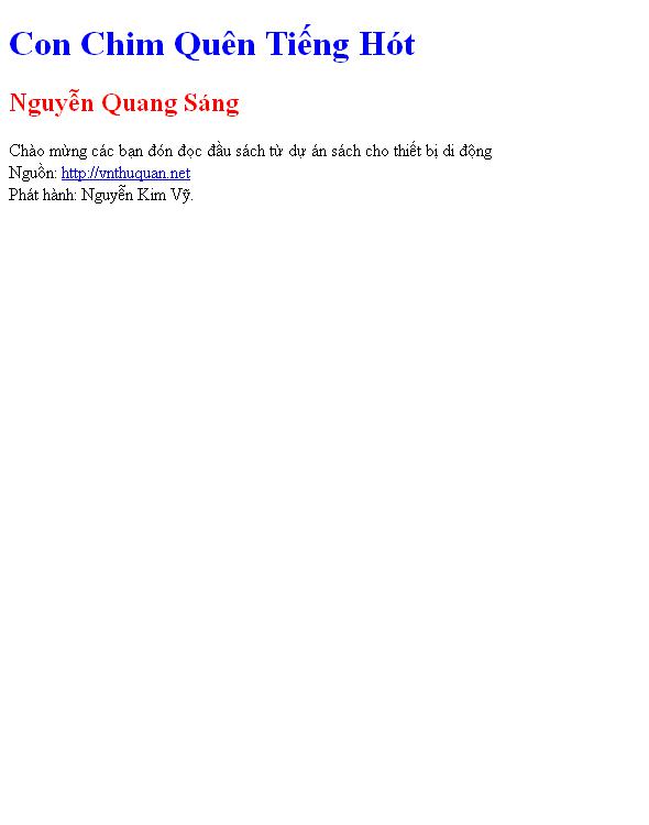 Bìa truyện Con Chim Quên Tiếng Hót