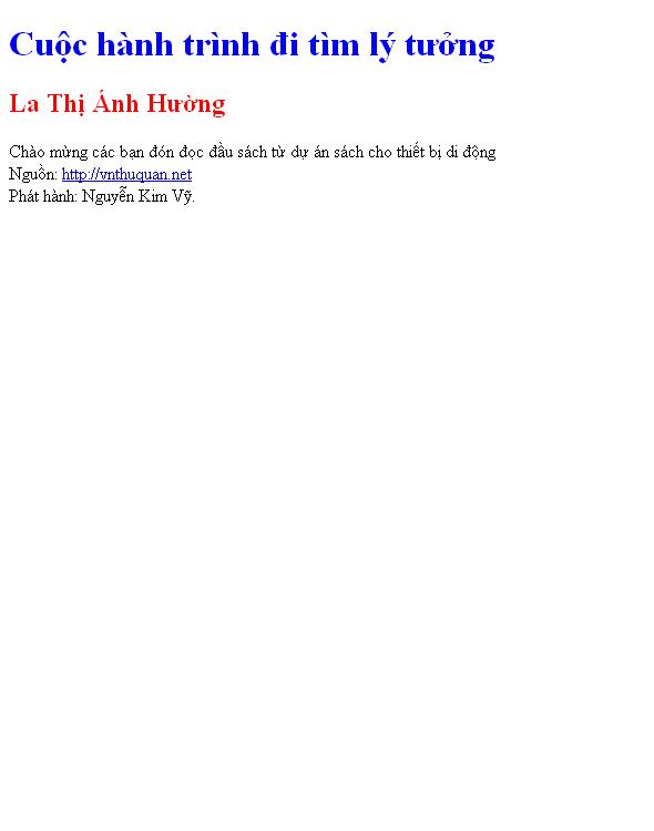 Bìa truyện Cuộc hành trình đi tìm lý tưởng