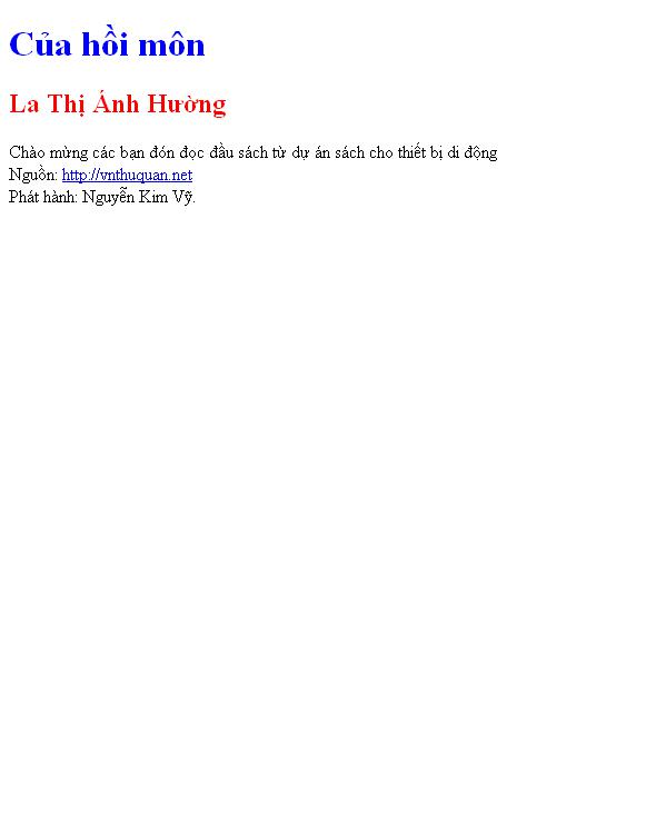 Bìa truyện Của hồi môn