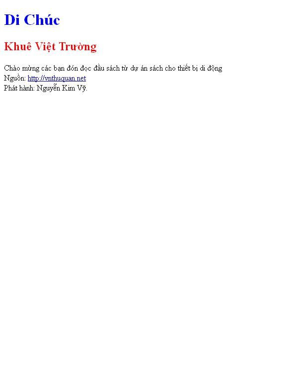 Bìa truyện Di Chúc