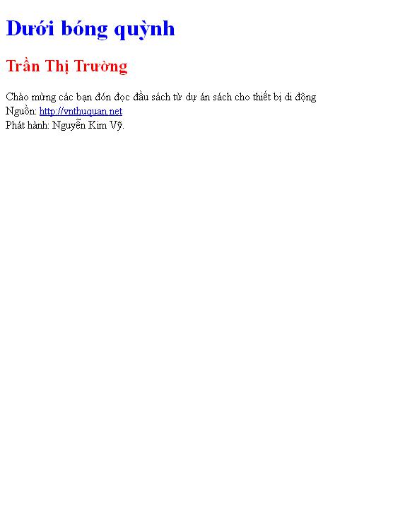 Bìa truyện Dưới bóng quỳnh