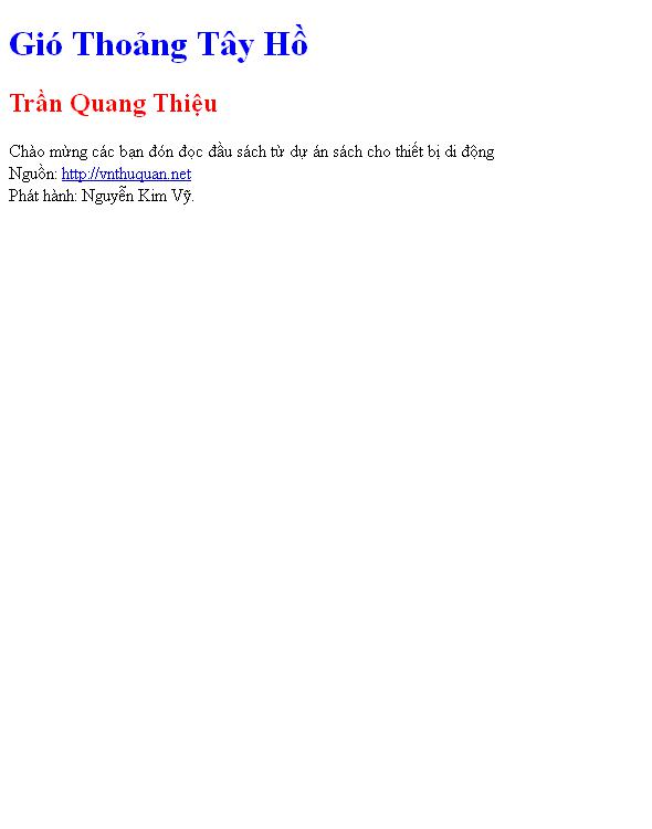 Bìa truyện Gió Thoảng Tây Hồ