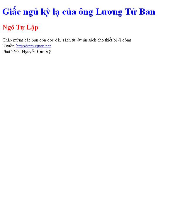 Bìa truyện Giấc ngủ kỳ lạ của ông Lương Tử Ban