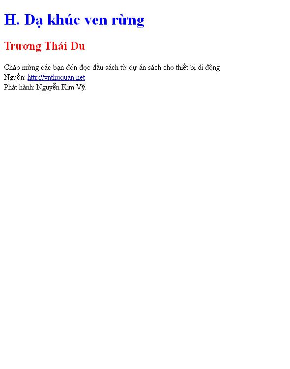 Bìa truyện H. Dạ khúc ven rừng