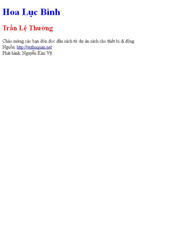Bìa truyện Hoa Lục Bình