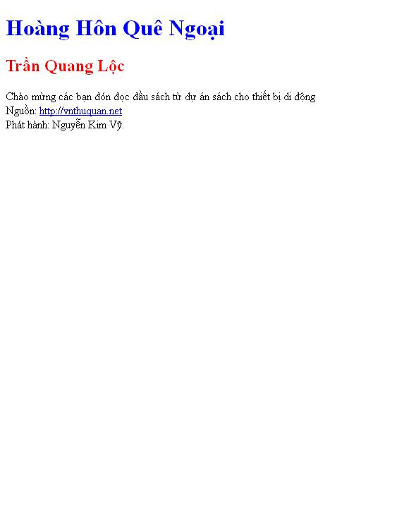 Bìa truyện Hoàng Hôn Quê Ngoại