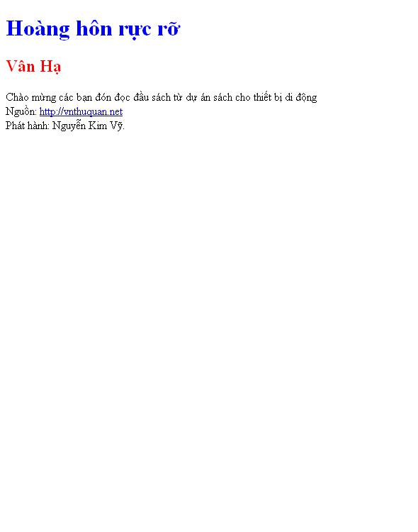 Bìa truyện Hoàng hôn rực rỡ