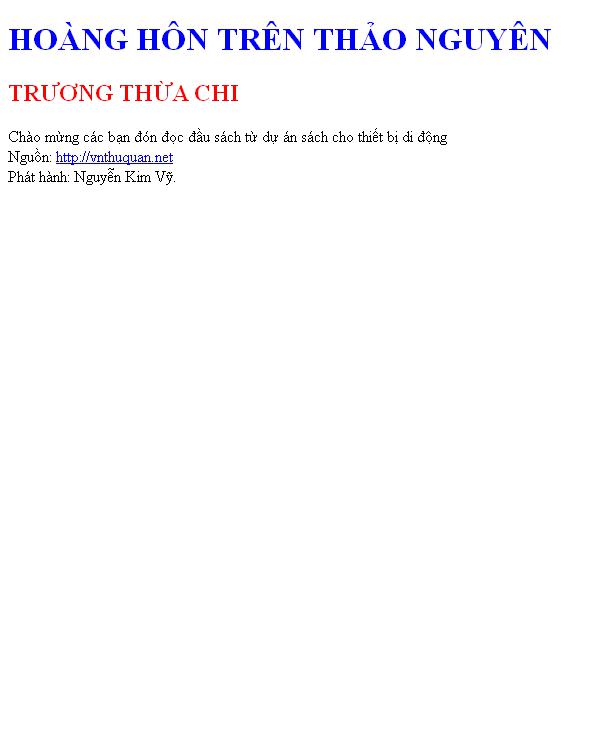 Bìa truyện HOÀNG HÔN TRÊN THẢO NGUYÊN