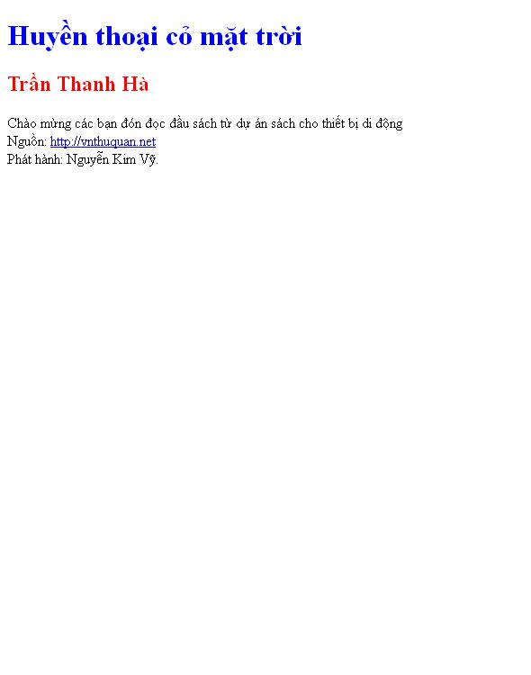 Bìa truyện Huyền thoại cỏ mặt trời