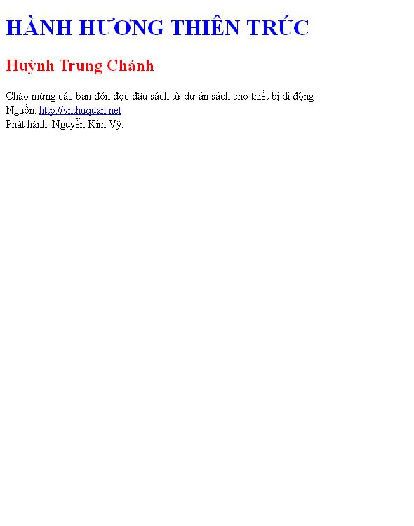 Bìa truyện HÀNH HƯƠNG THIÊN TRÚC