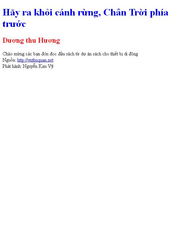 Bìa truyện Hãy ra khỏi cánh rừng, Chân Trời phía trước