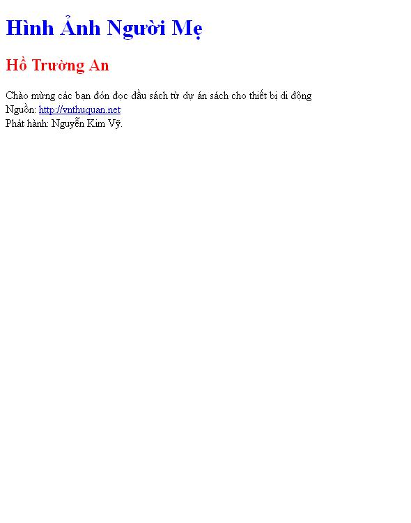 Bìa truyện Hình Ảnh Người Mẹ
