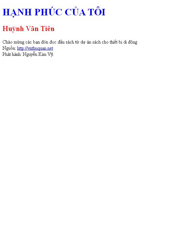 Bìa truyện HẠNH PHÚC CỦA TÔI