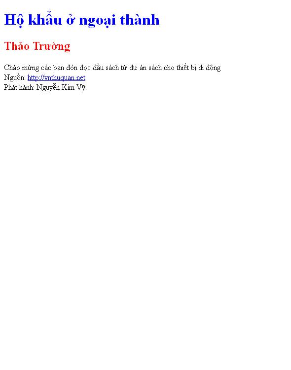 Bìa truyện Hộ khẩu ở ngoại thành