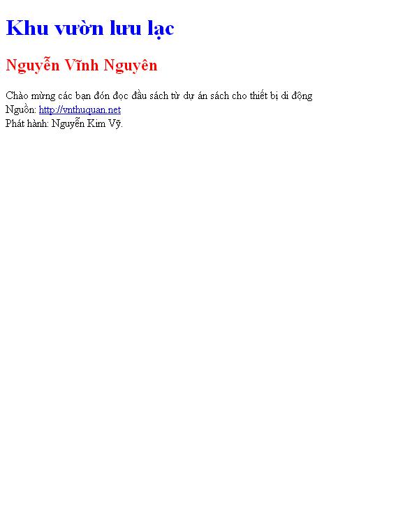 Bìa truyện Khu vườn lưu lạc