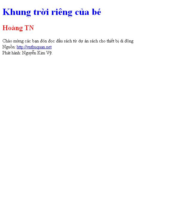 Bìa truyện Khung trời riêng của bé