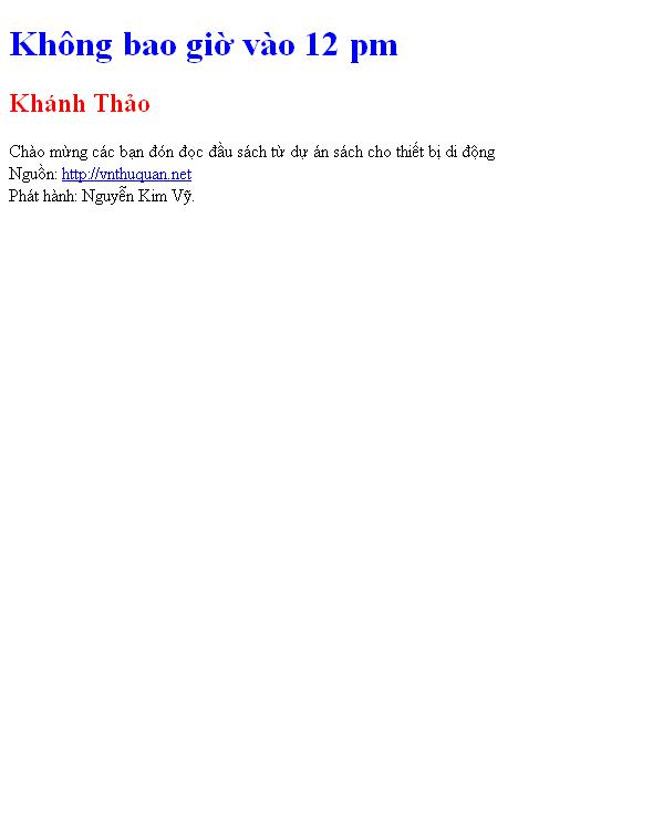Bìa truyện Không bao giờ vào 12 pm