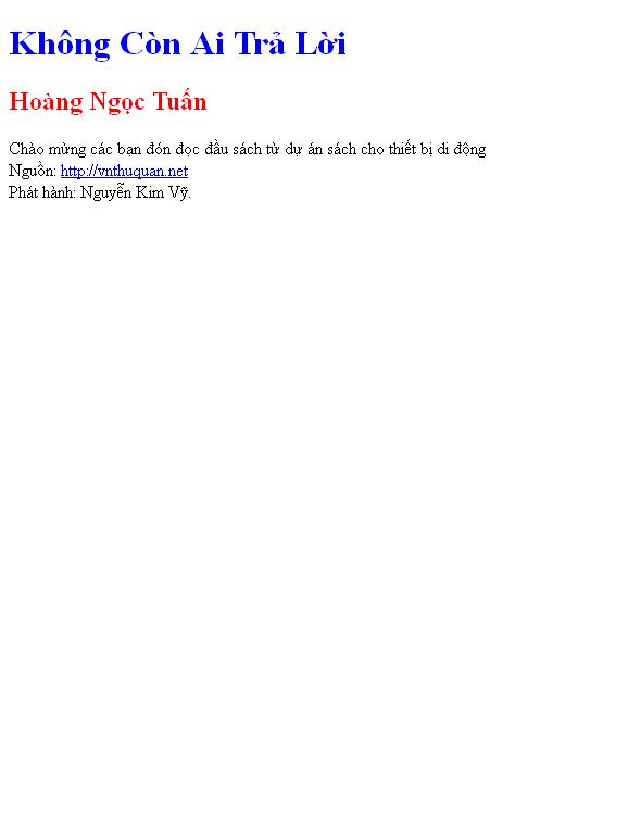 Bìa truyện Không Còn Ai Trả Lời