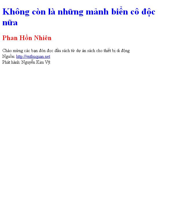 Bìa truyện Không còn là những mảnh biển cô độc nữa