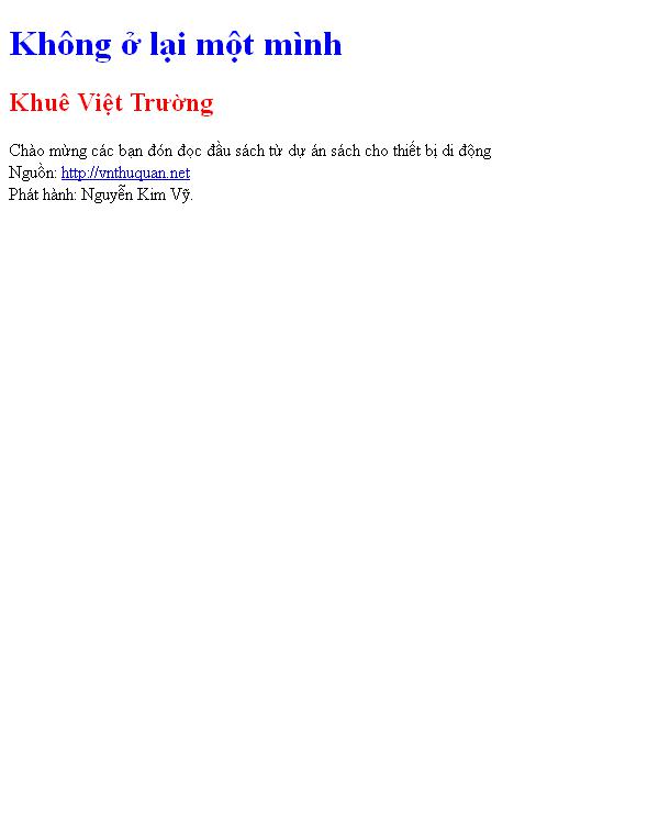 Bìa truyện Không ở lại một mình