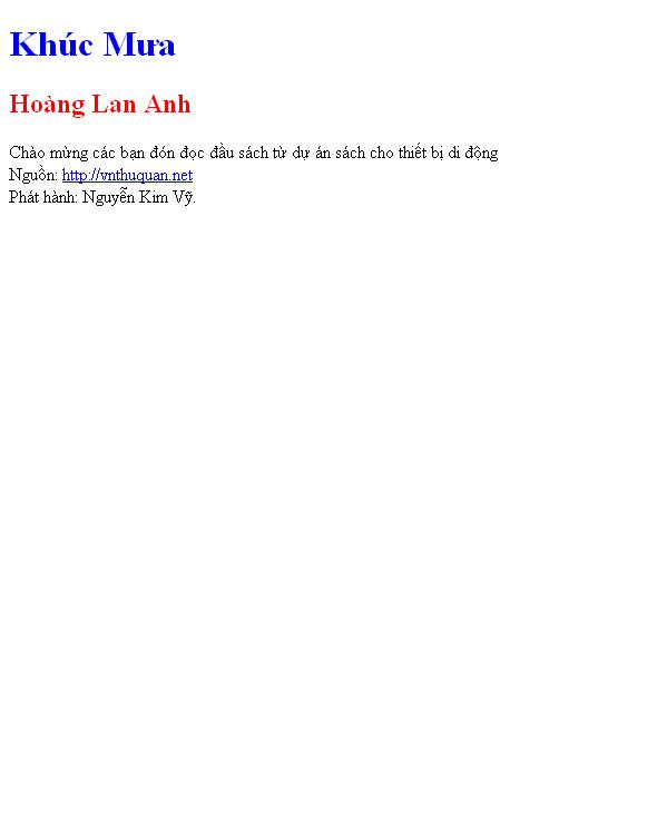 Bìa truyện Khúc Mưa