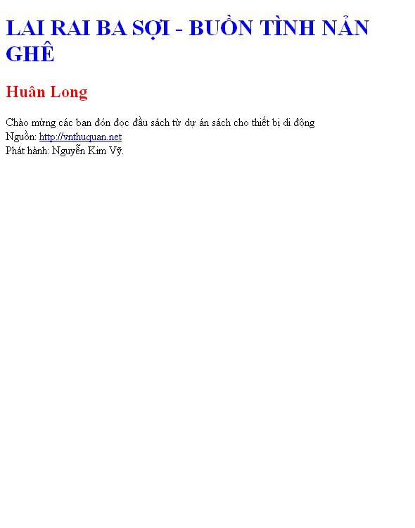 Bìa truyện LAI RAI BA SỢI - BUỒN TÌNH NẢN GHÊ