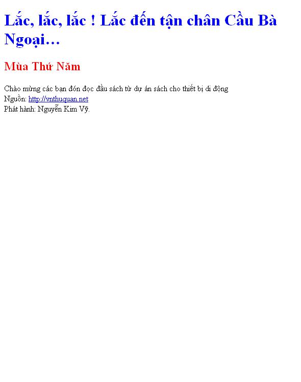 Bìa truyện Lắc, lắc, lắc ! Lắc đến tận chân Cầu Bà Ngoại…
