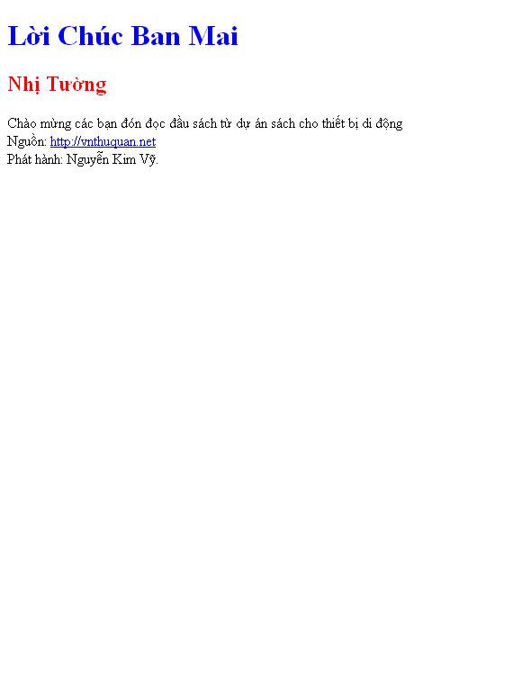 Bìa truyện Lời Chúc Ban Mai