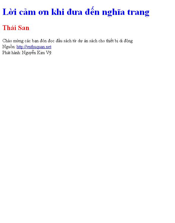 Bìa truyện Lời cảm ơn khi đưa đến nghĩa trang