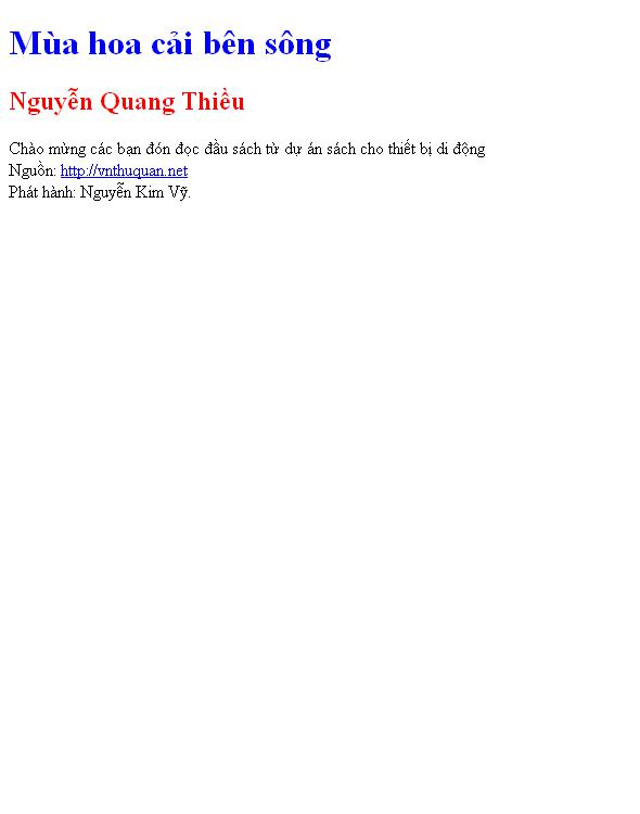 Bìa truyện Mùa hoa cải bên sông
