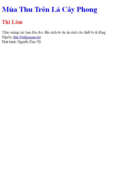 Bìa truyện Mùa Thu Trên Lá Cây Phong