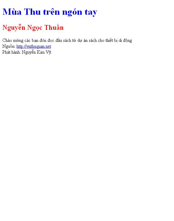 Bìa truyện Mùa Thu trên ngón tay
