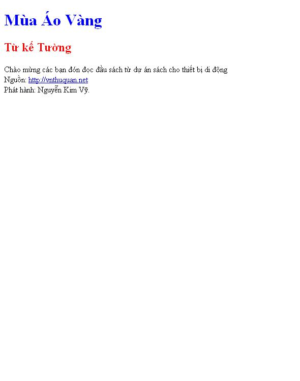 Bìa truyện Mùa Áo Vàng