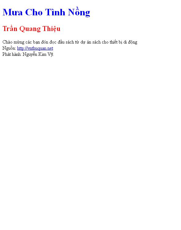 Bìa truyện Mưa Cho Tình Nồng