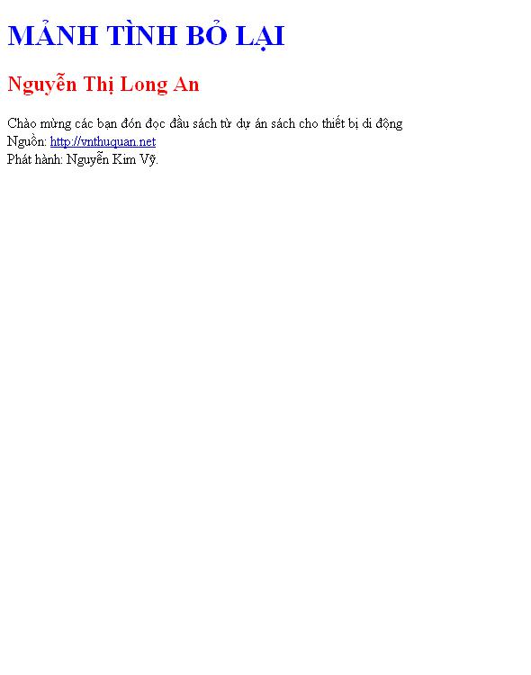 Bìa truyện MẢNH TÌNH BỎ LẠI