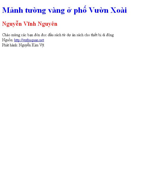 Bìa truyện Mảnh tường vàng ở phố Vườn Xoài