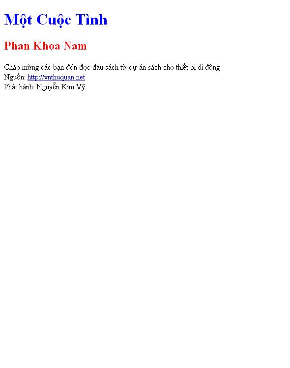 Bìa truyện Một Cuộc Tình