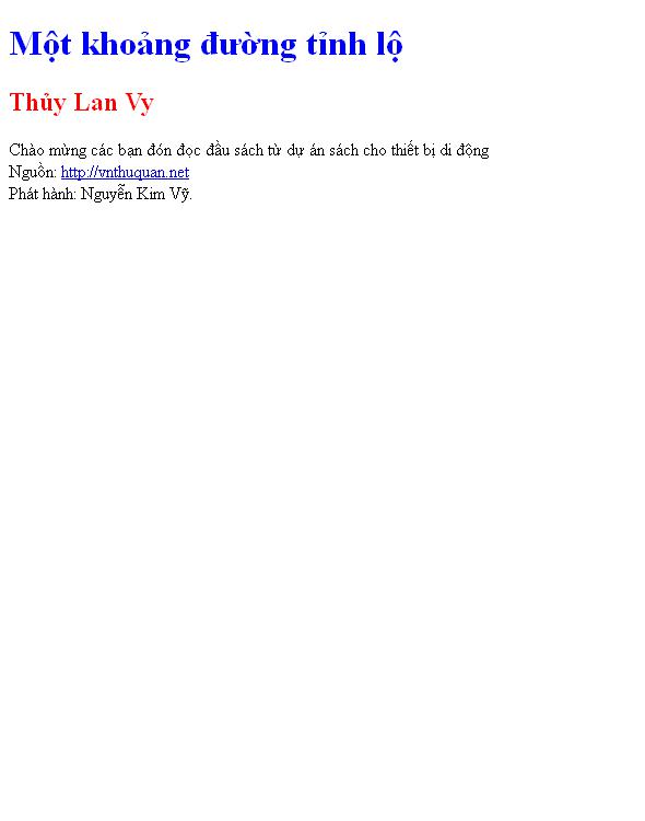 Bìa truyện Một khoảng đường tỉnh lộ