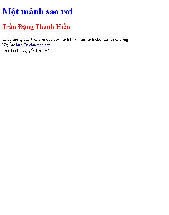 Bìa truyện Một mảnh sao rơi