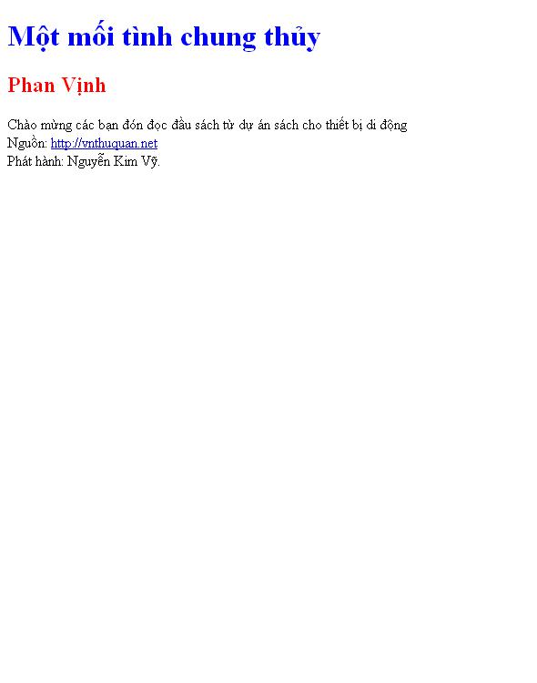 Bìa truyện Một mối tình chung thủy