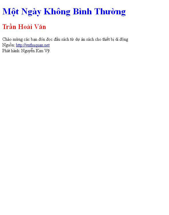 Bìa truyện Một Ngày Không Bình Thường