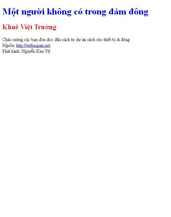 Bìa truyện Một người không có trong đám đông
