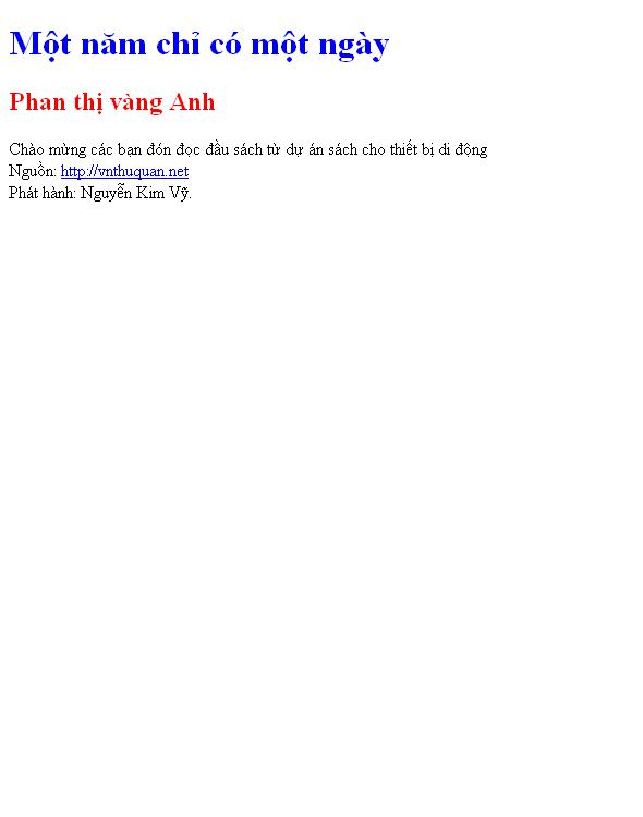 Bìa truyện Một năm chỉ có một ngày