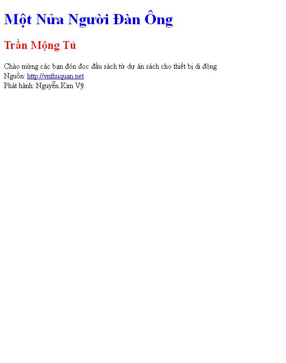 Bìa truyện Một Nửa Người Đàn Ông
