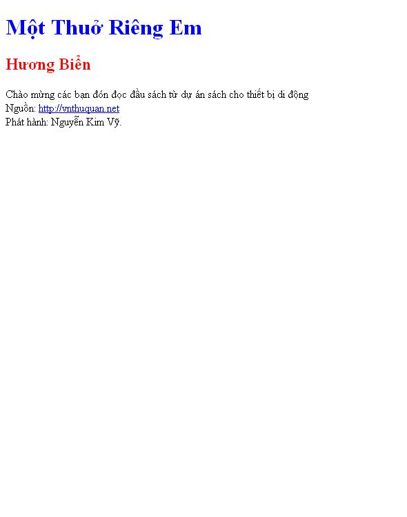 Bìa truyện Một Thuở Riêng Em