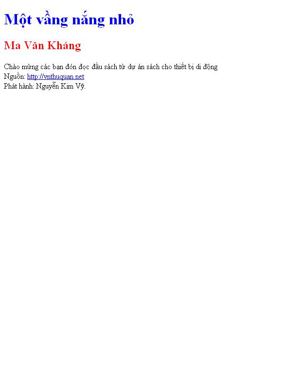 Bìa truyện Một vầng nắng nhỏ