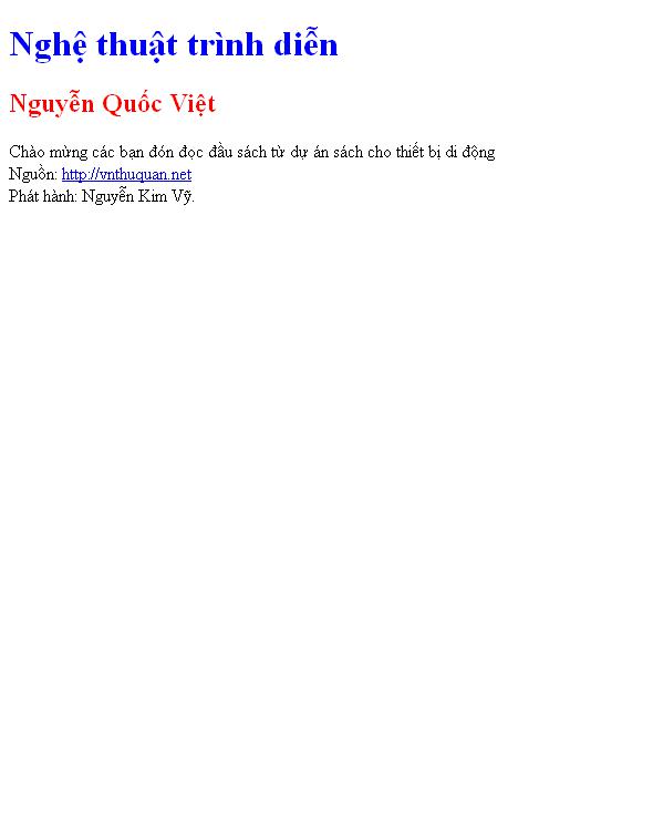 Bìa truyện Nghệ thuật trình diễn