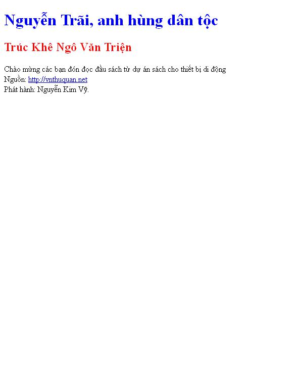 Bìa truyện Nguyễn Trãi, anh hùng dân tộc